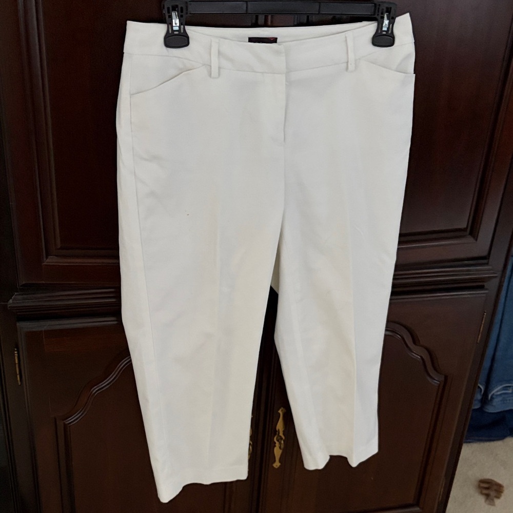 Rafaella White Cropped Straight-Leg ankle Pants